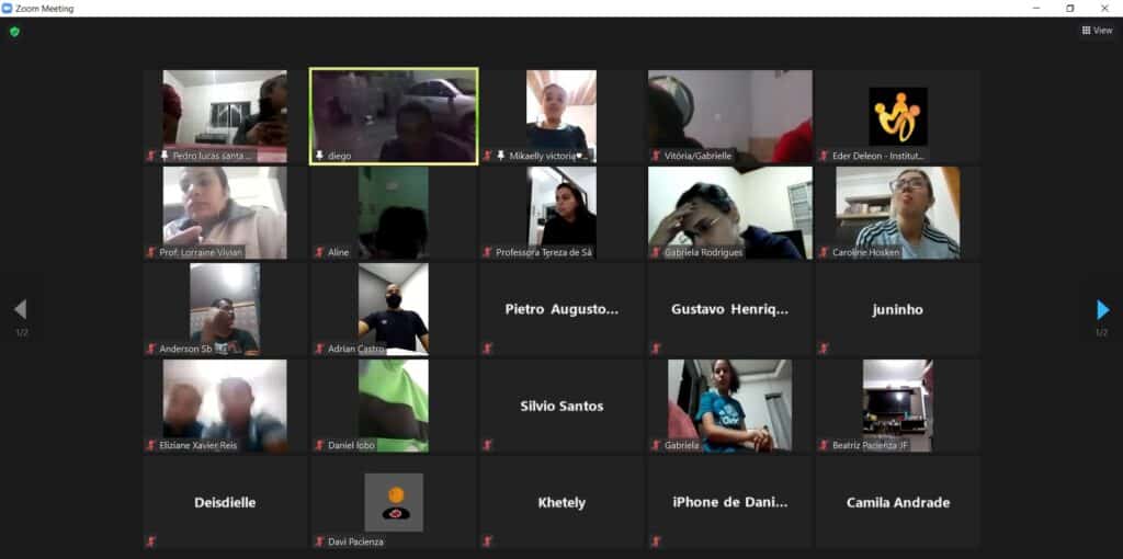 Instituto Mais Ação- Print da aula de Handebol no zoom