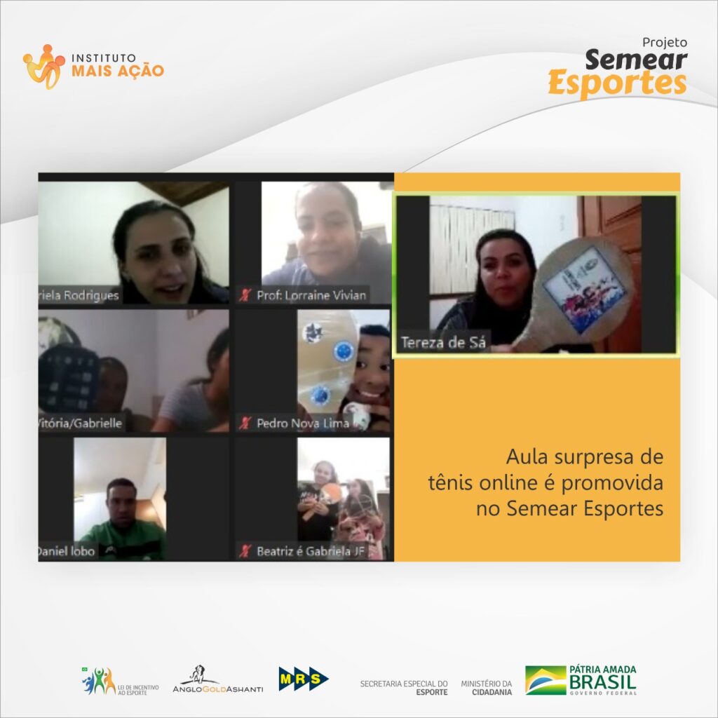 Aula de tênis faz a diversão no Semear- post do instagram com print da aula on-line