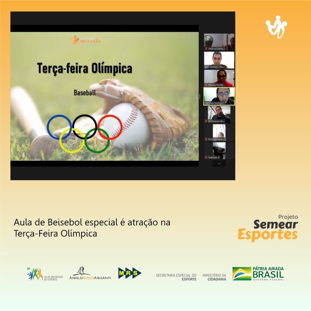 Aula online de beisebol no Semear Esportes- Post do Instagram com print da aula online