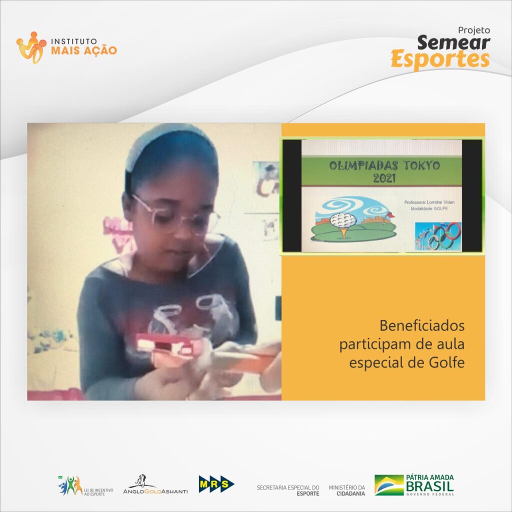 Instituto Mais Ação- Post do Instagram com print da aula de golfe no zoom